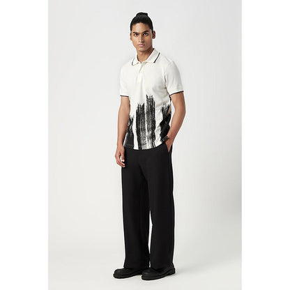 Genes Lecointe Hemant Regular Fit Polo T-Shirt With Brush Stroke Print Placement