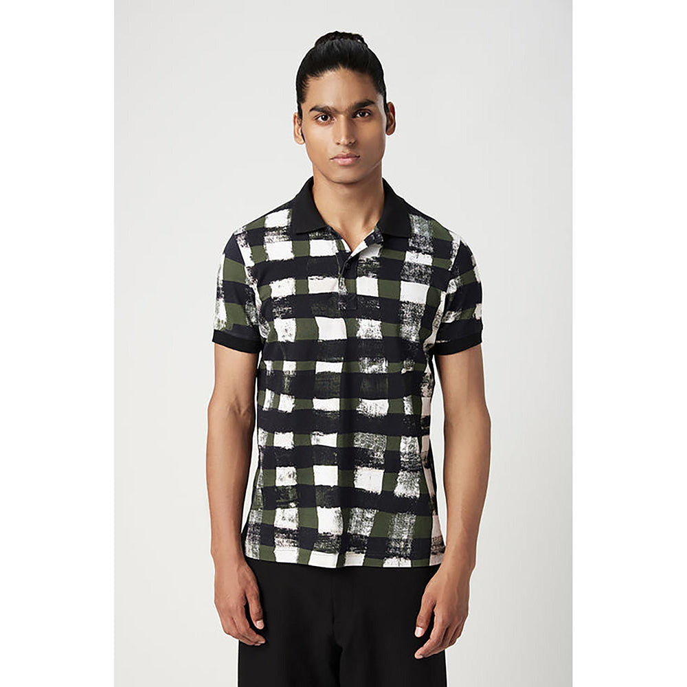 Genes Lecointe Hemant Regular Fit Polo T-Shirt With All-Over Large Check Print