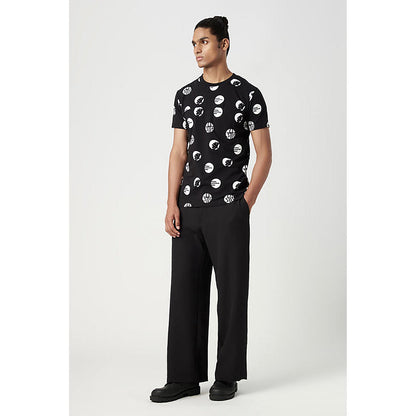 Genes Lecointe Hemant Regular Fit T-Shirt With All-Over Stamp Print