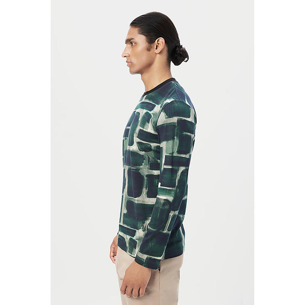 Genes Lecointe Hemant Regular Fit Full Sleeve T-Shirt In All-Over Abstract Print