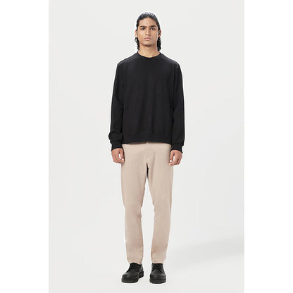 Genes Lecointe Hemant Classic Fit Sweatshirt With Brushed Logo Print Placement- Black