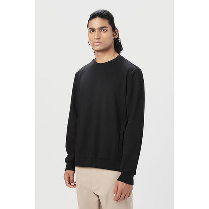 Genes Lecointe Hemant Classic Fit Sweatshirt With Brushed Logo Print Placement- Black