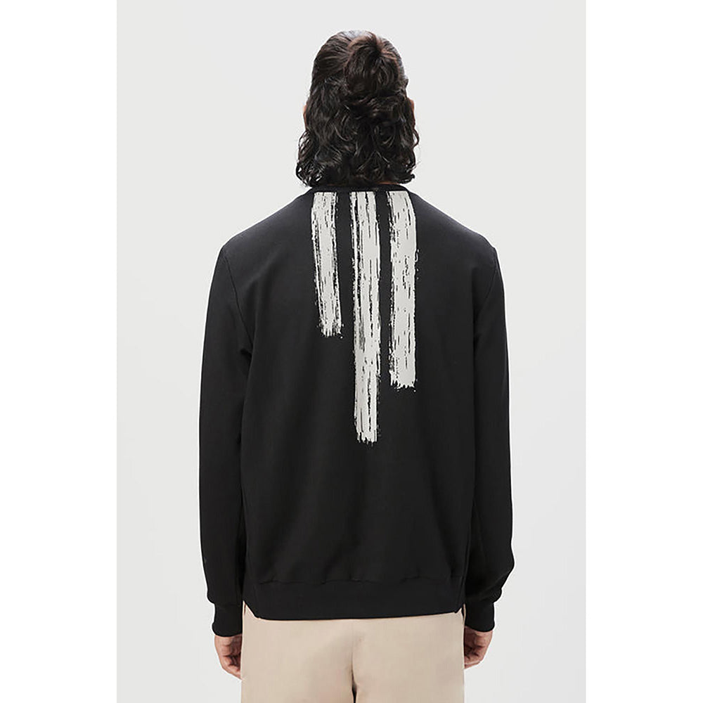 Genes Lecointe Hemant Classic Fit Sweatshirt With Brushed Logo Print Placement- Black