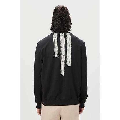 Genes Lecointe Hemant Classic Fit Sweatshirt With Brushed Logo Print Placement- Black