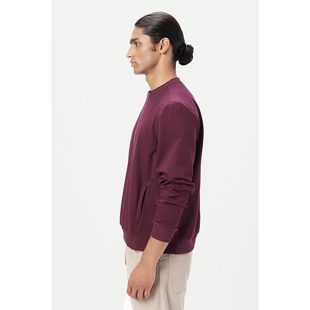 Genes Lecointe Hemant Classic Fit Sweatshirt With Brushed Logo Print Placement- Wine