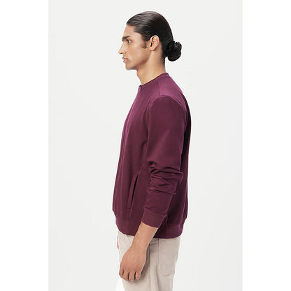 Genes Lecointe Hemant Classic Fit Sweatshirt With Brushed Logo Print Placement- Wine