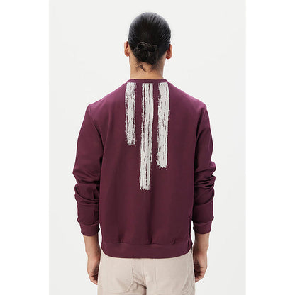 Genes Lecointe Hemant Classic Fit Sweatshirt With Brushed Logo Print Placement- Wine