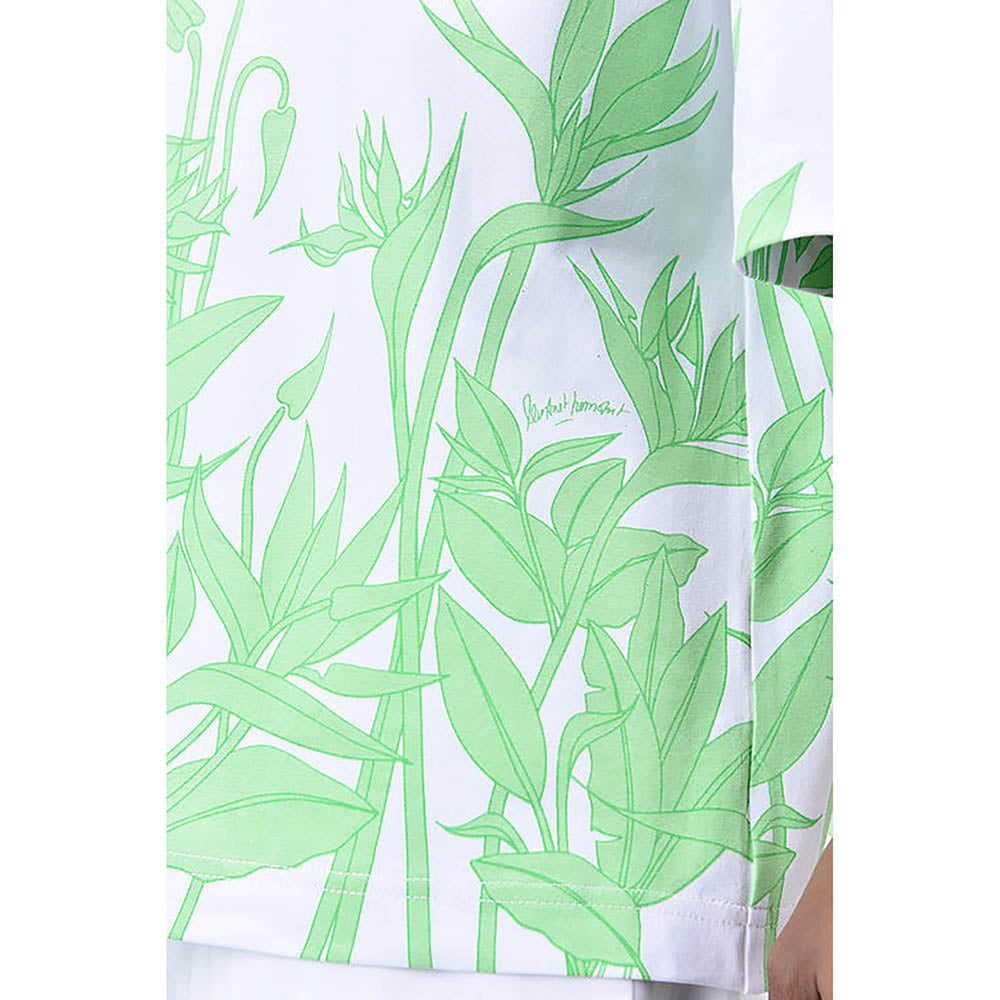 Genes Lecointe Hemant Oversized Crew Neck T-Shirt With Tropical Print