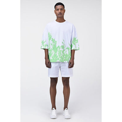Genes Lecointe Hemant Oversized Crew Neck T-Shirt With Tropical Print