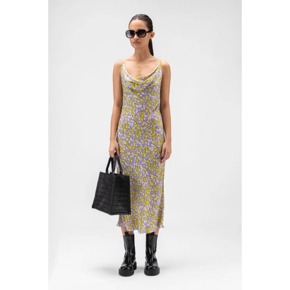 Genes Lecoanet Hemant Floral Collage Satin Slip Dress