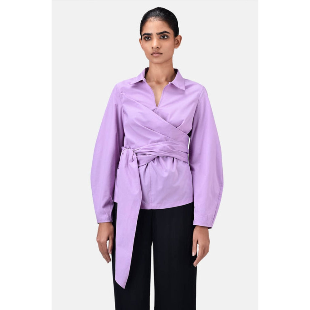 Genes Lecoanet Hemant A-Line Dress With Tie-Up Waist-Lavender