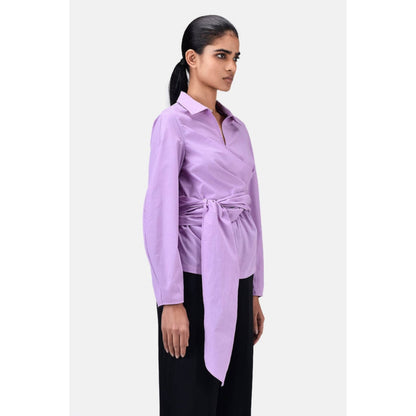 Genes Lecoanet Hemant A-Line Dress With Tie-Up Waist-Lavender