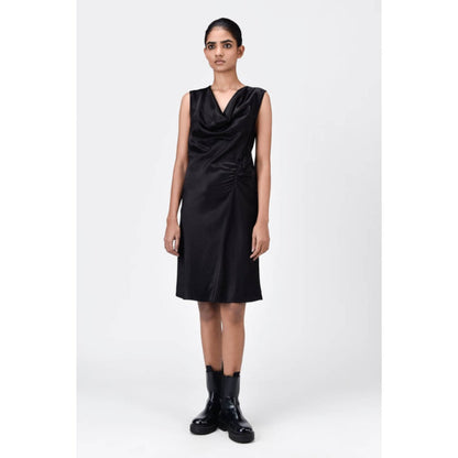 Genes Lecoanet Hemant Sleek Heavy Satin Bias-Cut Dress Black