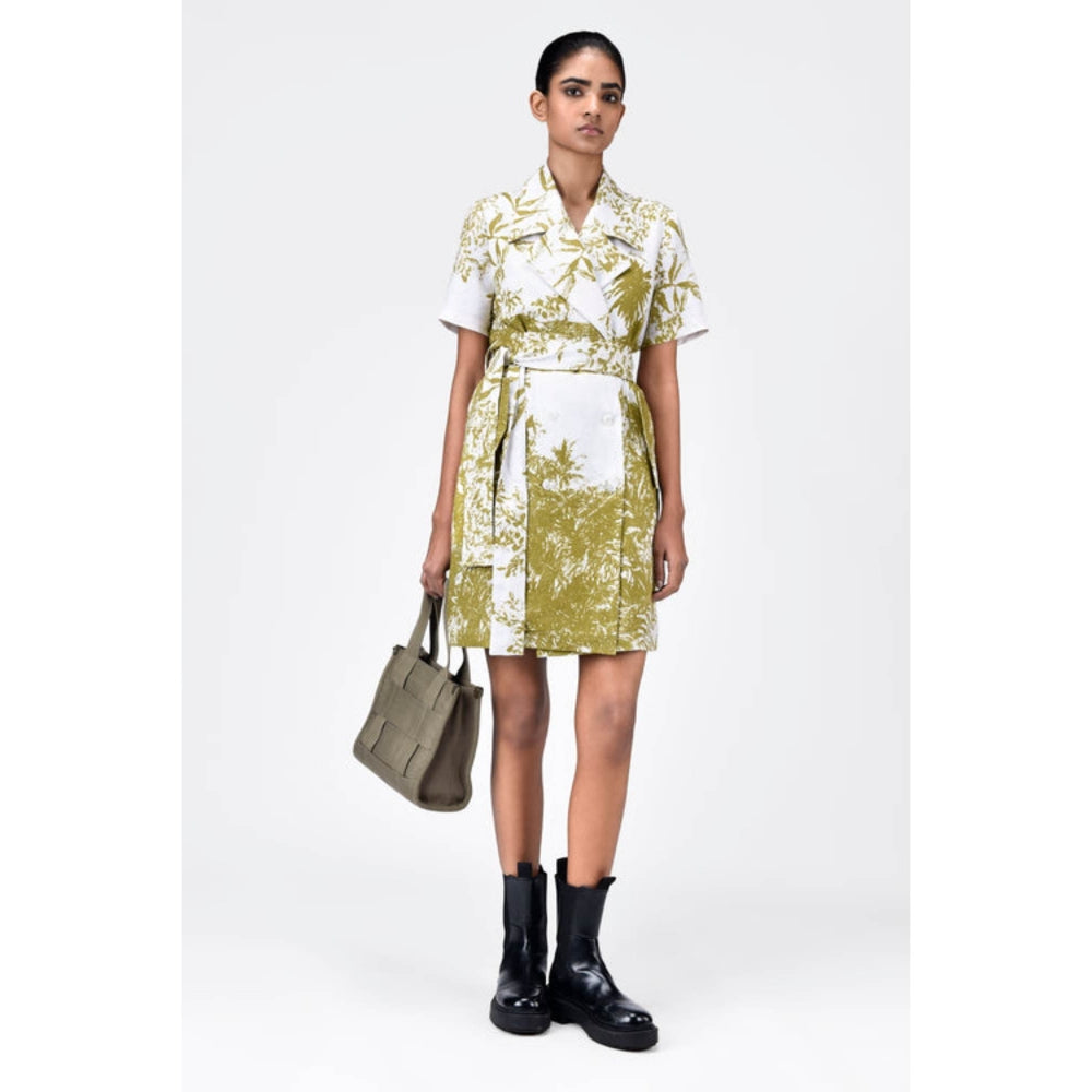 Genes Lecoanet Hemant Straight Fit Half Sleeve Coat Dress With Belt