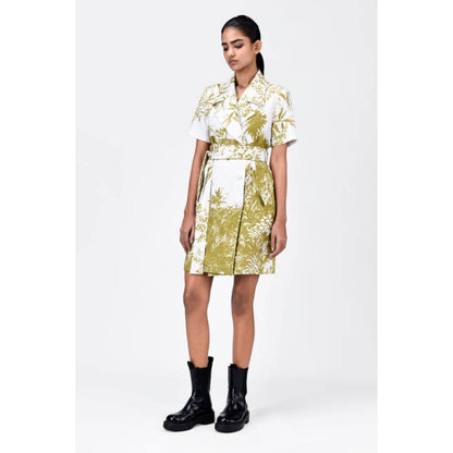 Genes Lecoanet Hemant Straight Fit Half Sleeve Coat Dress With Belt