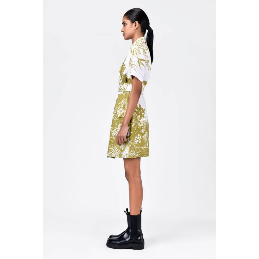 Genes Lecoanet Hemant Straight Fit Half Sleeve Coat Dress With Belt
