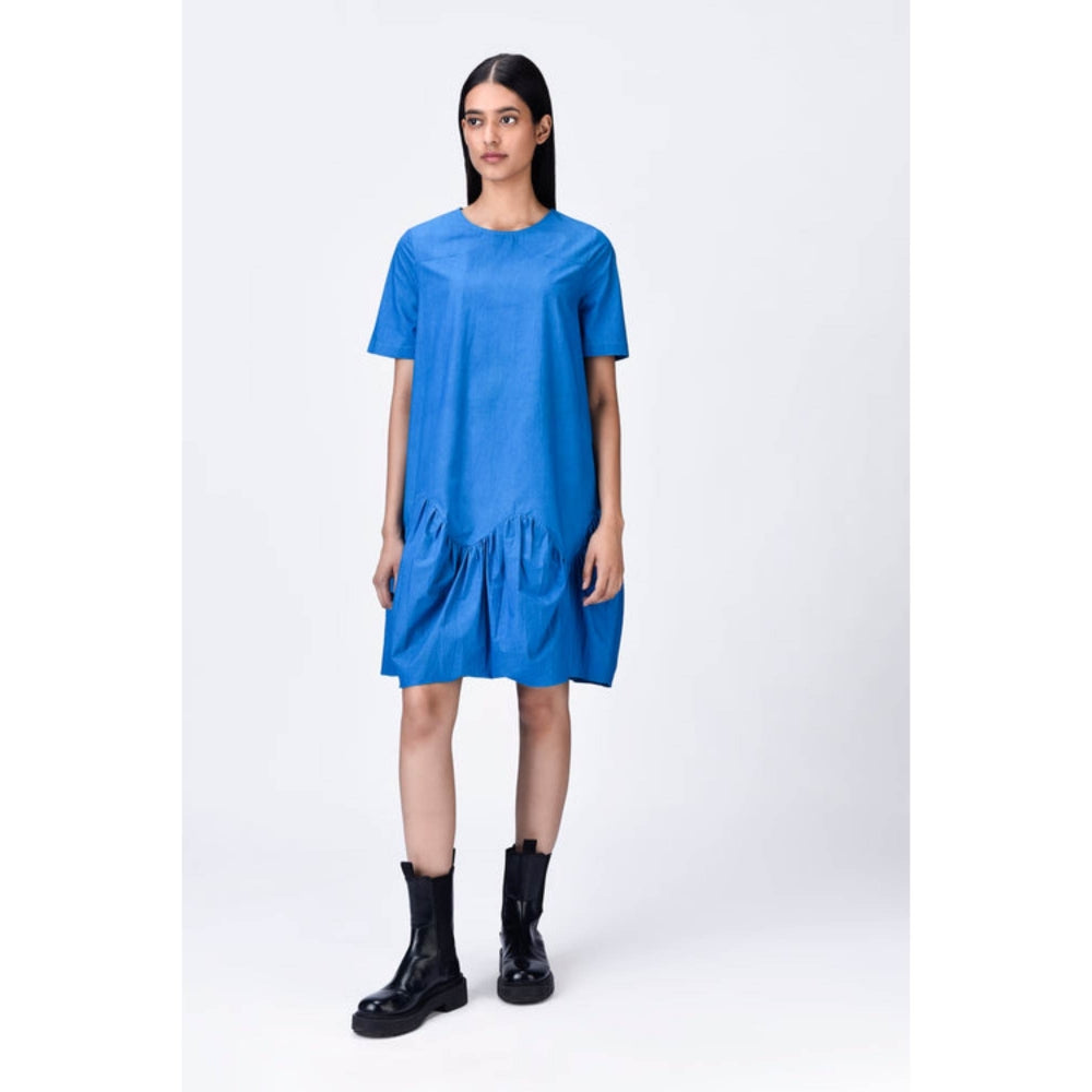 Genes Lecoanet Hemant Relaxed Fit Dress With Gathered Panel - Azure Blue