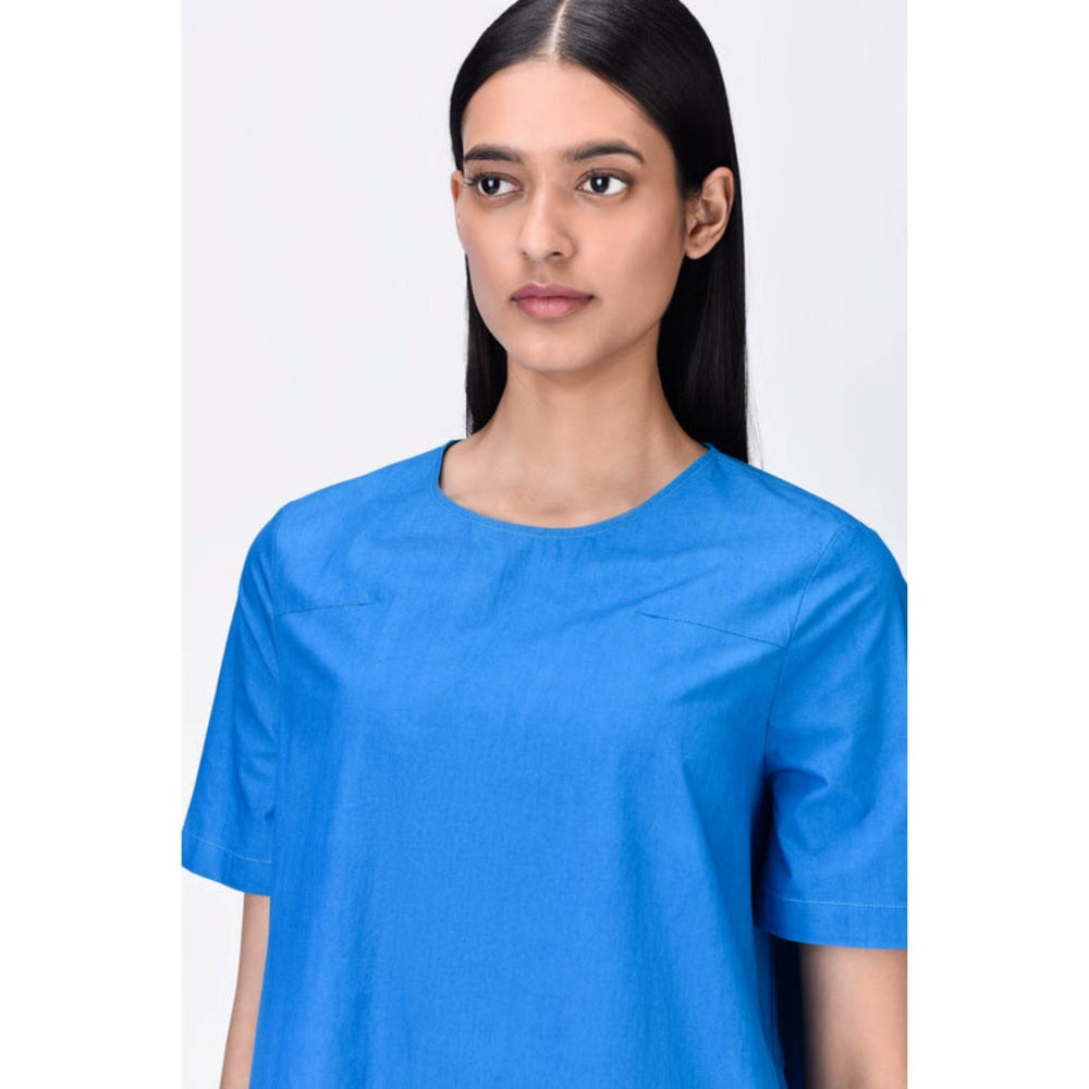 Genes Lecoanet Hemant Relaxed Fit Dress With Gathered Panel - Azure Blue