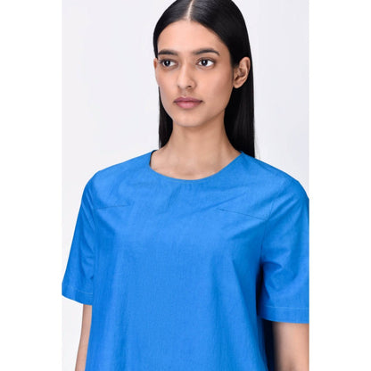 Genes Lecoanet Hemant Relaxed Fit Dress With Gathered Panel - Azure Blue