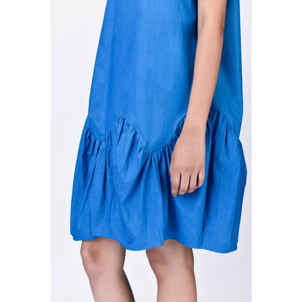 Genes Lecoanet Hemant Relaxed Fit Dress With Gathered Panel - Azure Blue
