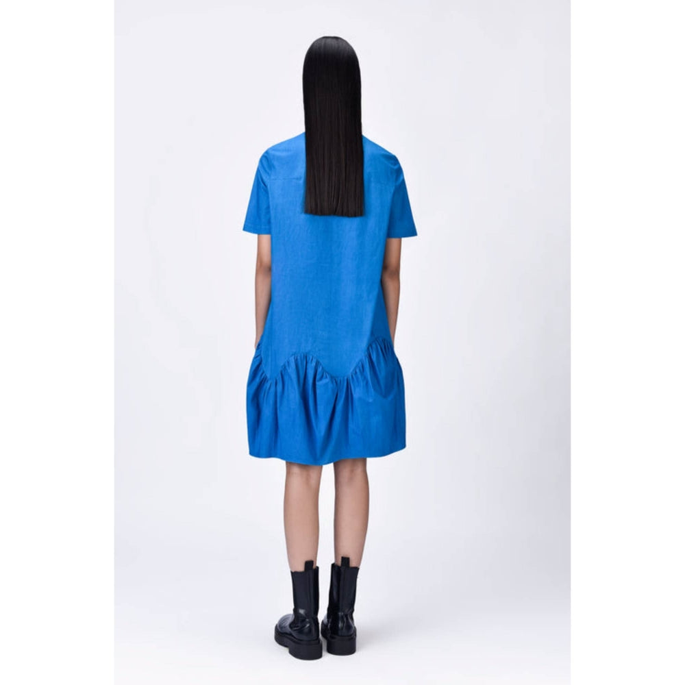 Genes Lecoanet Hemant Relaxed Fit Dress With Gathered Panel - Azure Blue