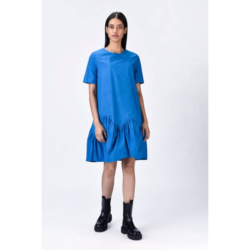 Genes Lecoanet Hemant Relaxed Fit Dress With Gathered Panel - Azure Blue