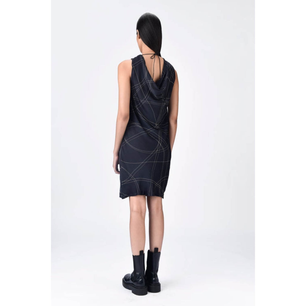 Genes Lecoanet Hemant Black A-Line Giza Cotton Poplin Dress With Embroidery