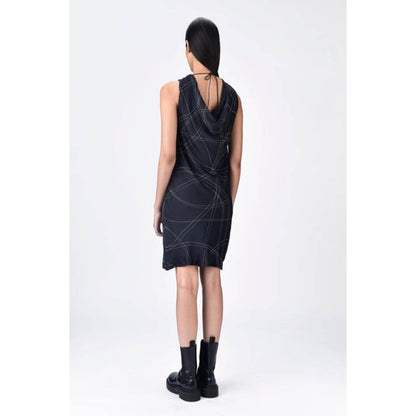 Genes Lecoanet Hemant Black A-Line Giza Cotton Poplin Dress With Embroidery