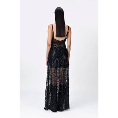 Genes Lecoanet Hemant Slim Fit Embroidered Tulle Floor-Length Gown