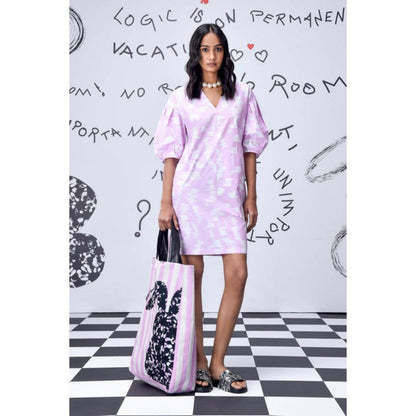 Genes Lecoanet Hemant Ikkat Check Semi Fit Dress- Smoothie Pink