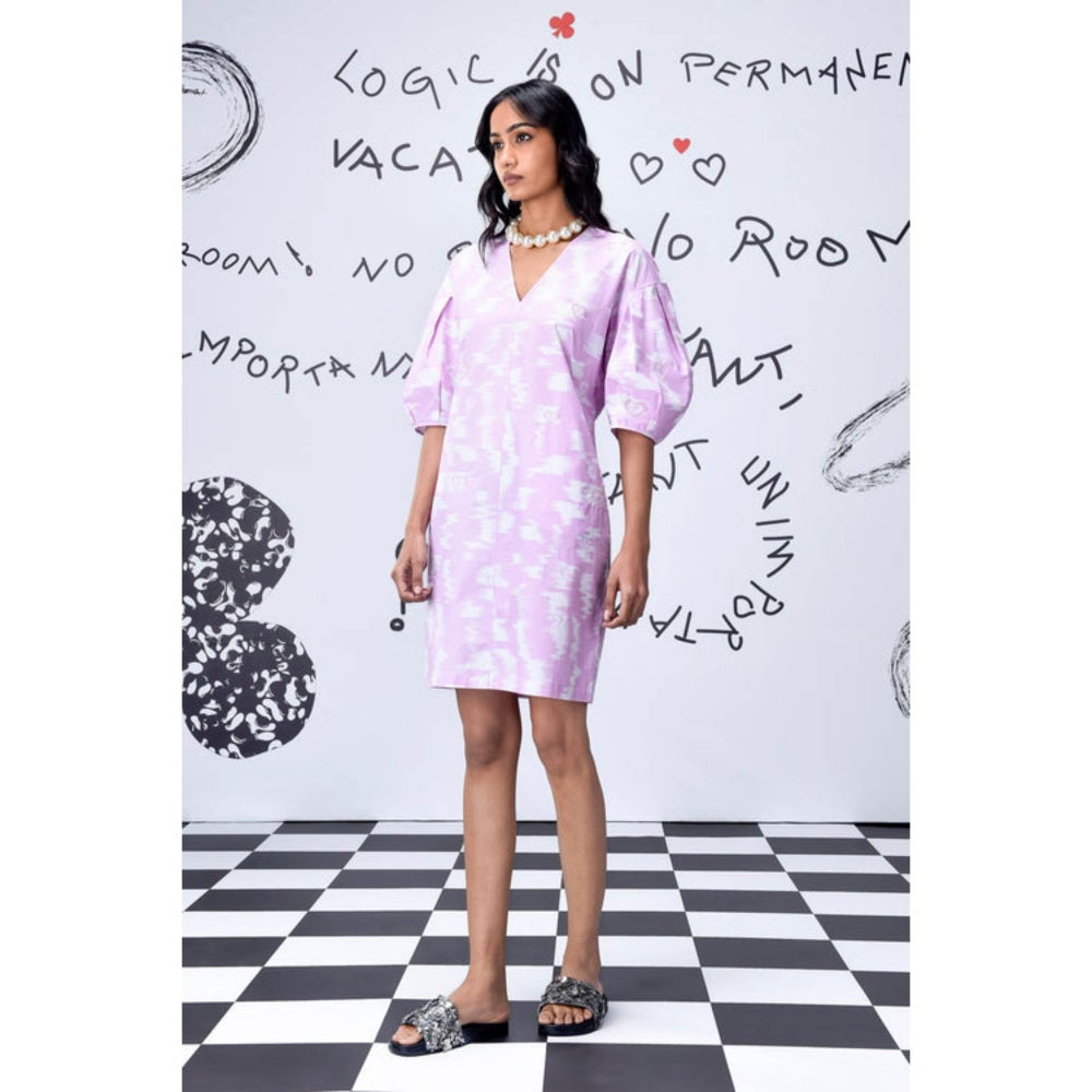 Genes Lecoanet Hemant Ikkat Check Semi Fit Dress- Smoothie Pink