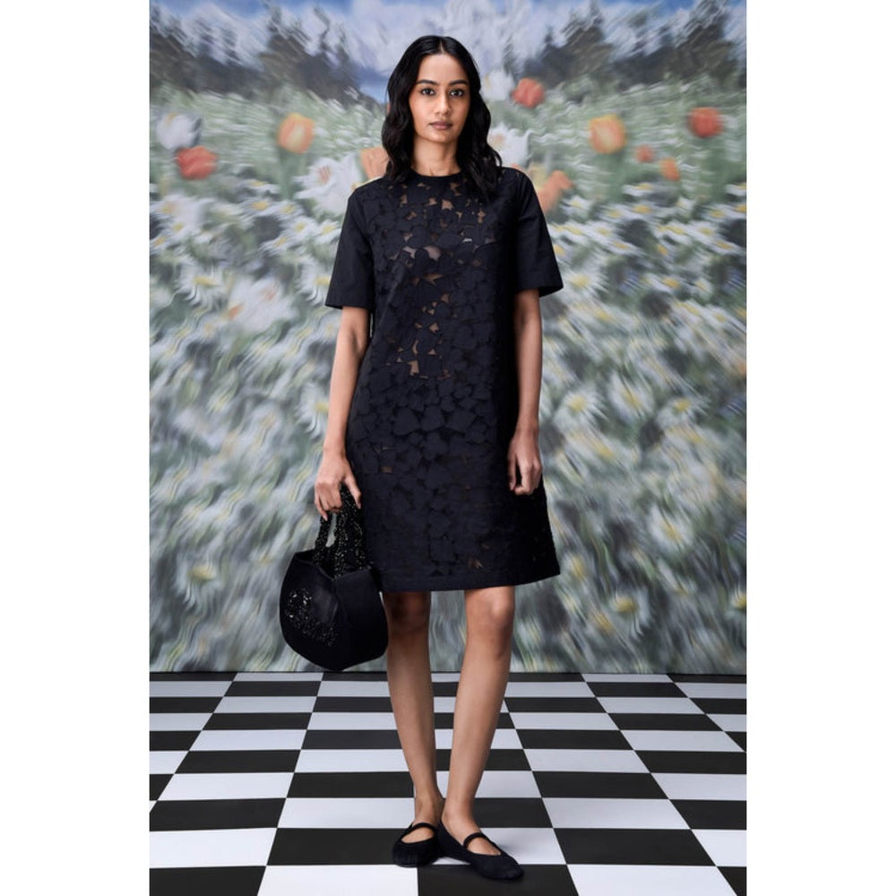 Genes Lecoanet Hemant Cutout Embroidery Relax Fit Dress- Black
