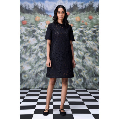 Genes Lecoanet Hemant Cutout Embroidery Relax Fit Dress- Black