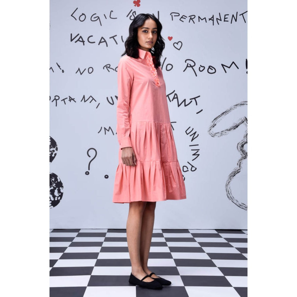 Genes Lecoanet Hemant Sequin Placket Relax Fit Dress- Coral Peach