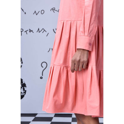 Genes Lecoanet Hemant Sequin Placket Relax Fit Dress- Coral Peach