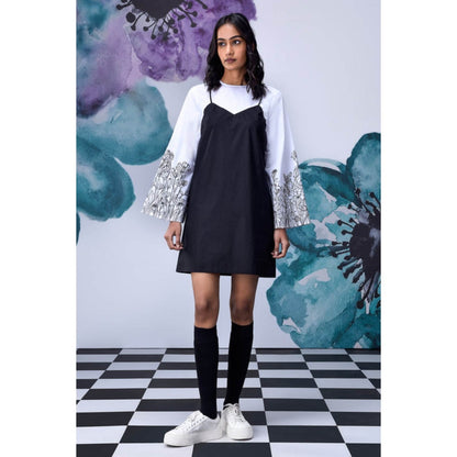 Genes Lecoanet Hemant Black White Layered Relax Fit Dress