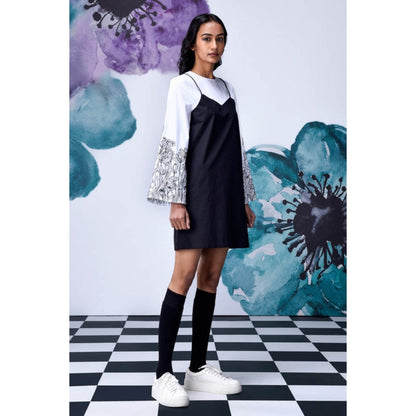 Genes Lecoanet Hemant Black White Layered Relax Fit Dress
