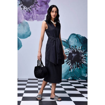 Genes Lecoanet Hemant Wool Deconstructed Semi Fit Dress- Black