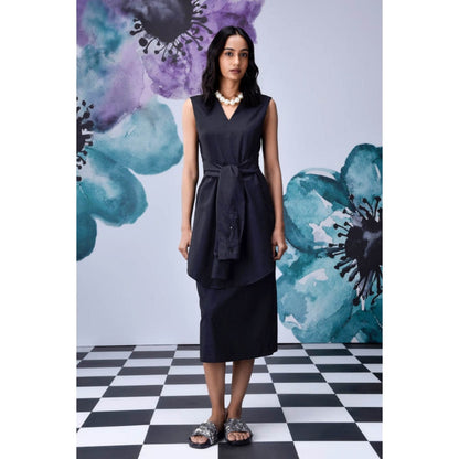Genes Lecoanet Hemant Wool Deconstructed Semi Fit Dress- Black