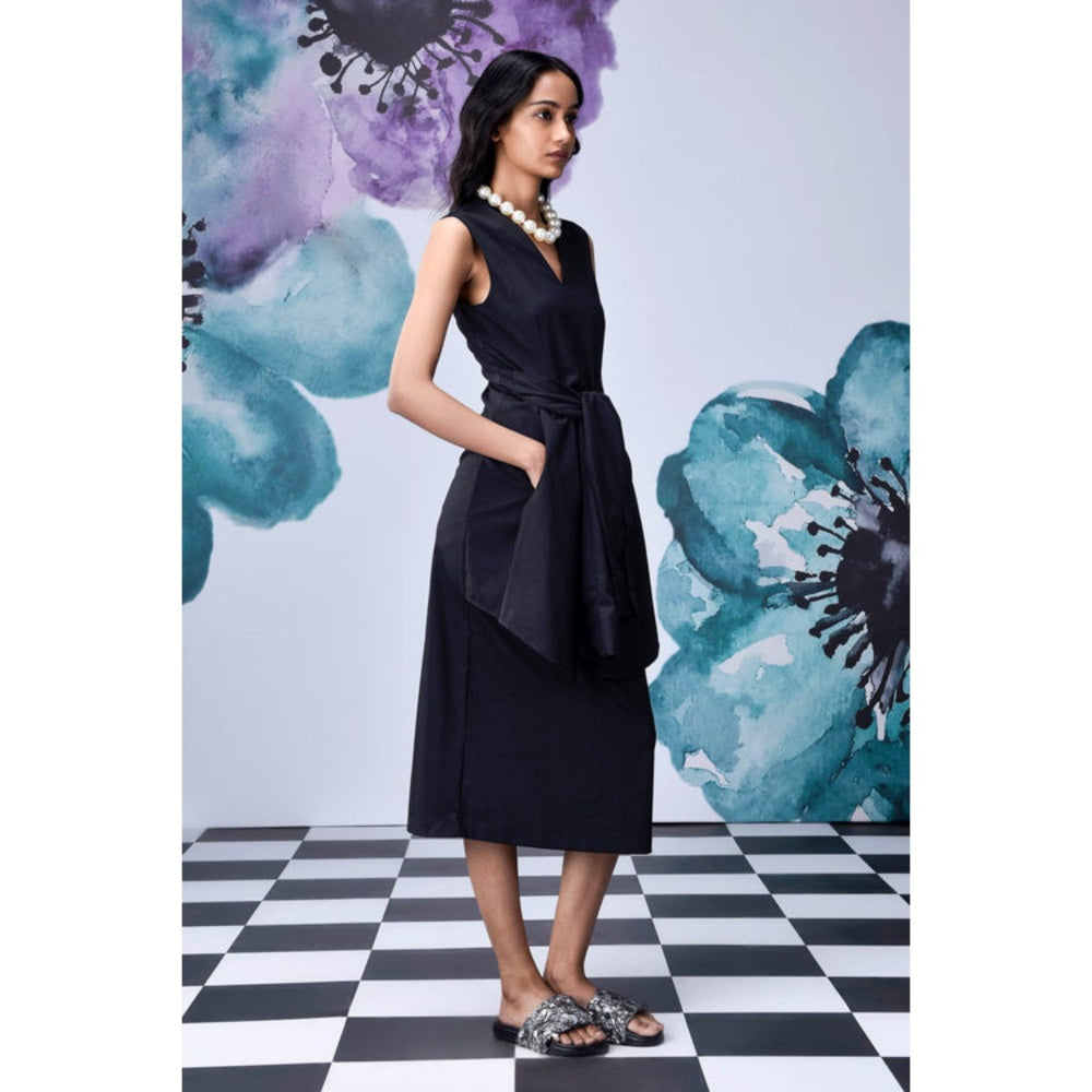 Genes Lecoanet Hemant Wool Deconstructed Semi Fit Dress- Black