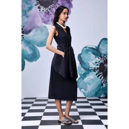 Genes Lecoanet Hemant Wool Deconstructed Semi Fit Dress- Black