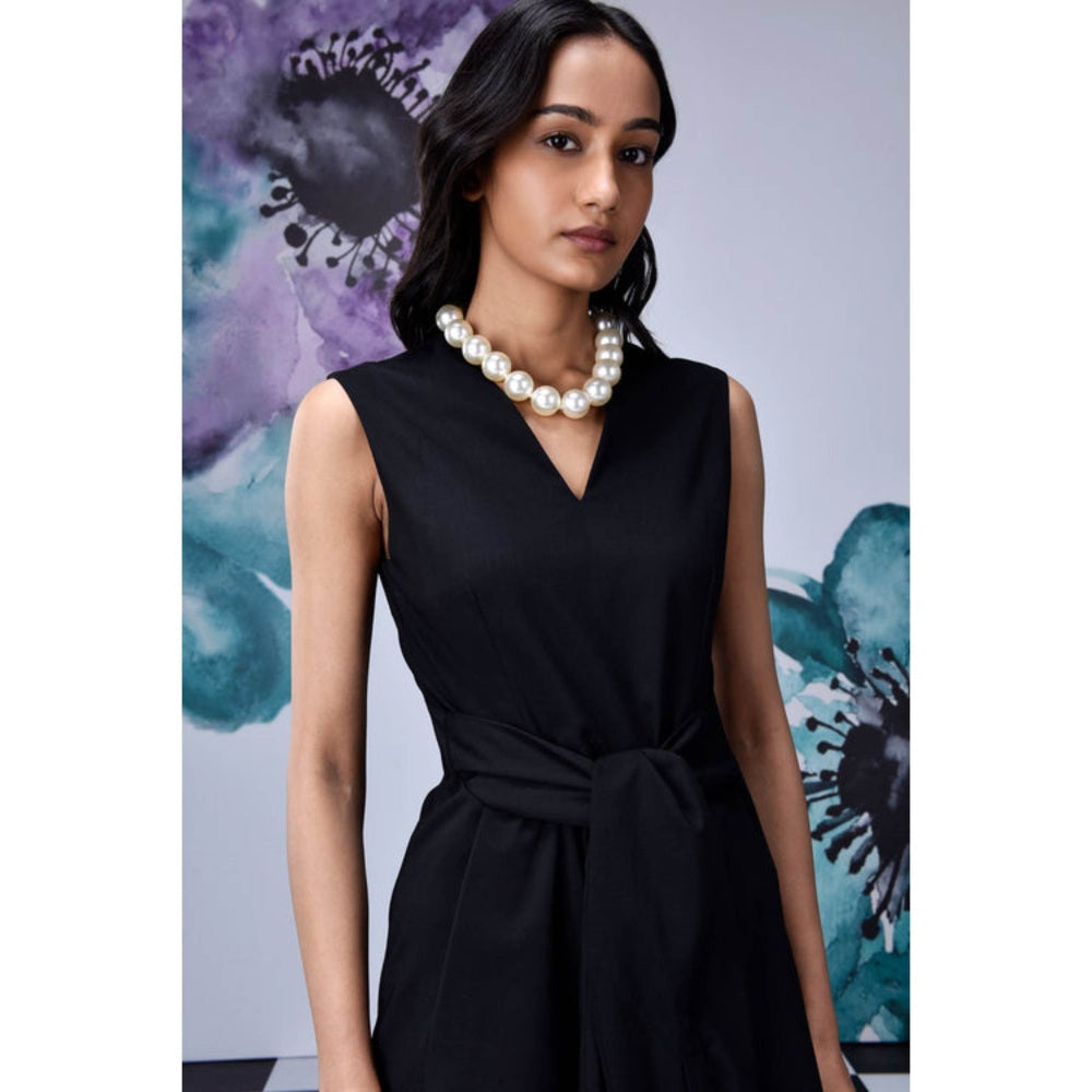 Genes Lecoanet Hemant Wool Deconstructed Semi Fit Dress- Black
