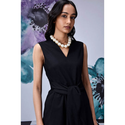 Genes Lecoanet Hemant Wool Deconstructed Semi Fit Dress- Black