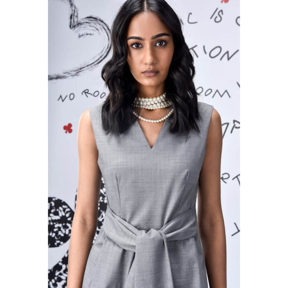 Genes Lecoanet Hemant Wool Deconstructed Semi Fit Dress- Pearl Grey