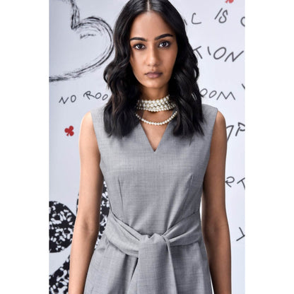 Genes Lecoanet Hemant Wool Deconstructed Semi Fit Dress- Pearl Grey