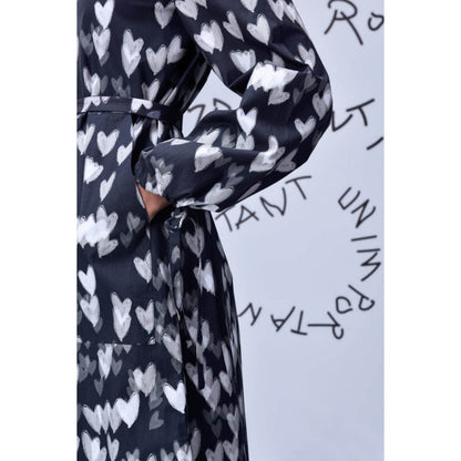 Genes Lecoanet Hemant Heart Print Relax Fit Dress- Black