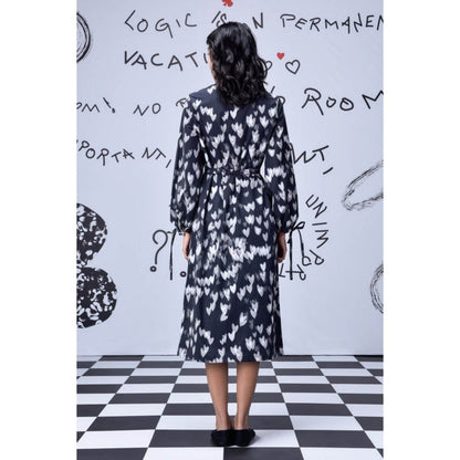 Genes Lecoanet Hemant Heart Print Relax Fit Dress- Black