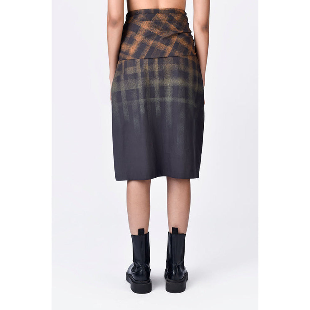 Genes Lecoanet Hemant Brown Cotton Poplin Abstract Midi Skirt