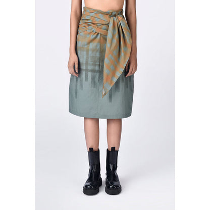 Genes Lecoanet Hemant Multi-Color Cotton Poplin Abstract Midi Skirt