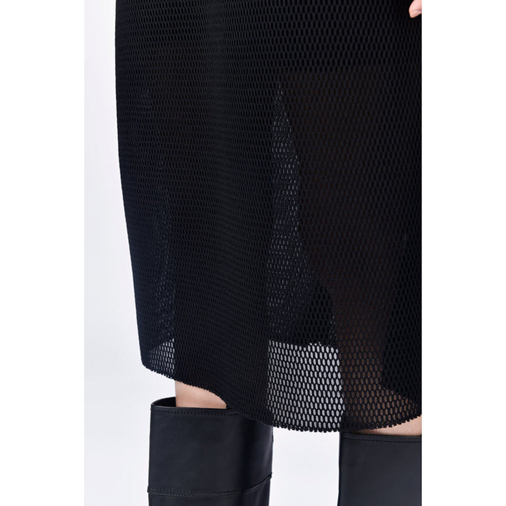 Genes Lecoanet Hemant Black Polyester Solid/Plain Midi Skirt